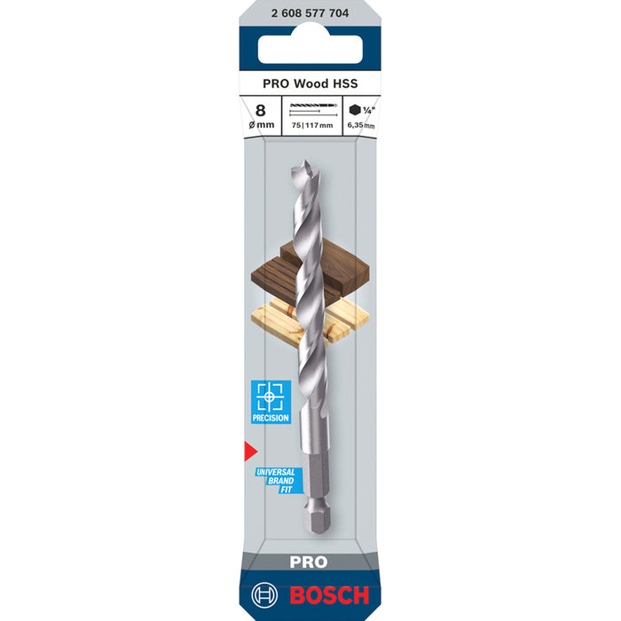 WOOD DRILL BOSCH HEX 8x117