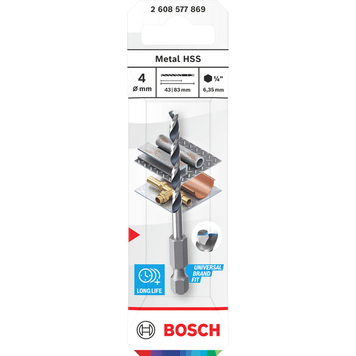 METAL DRILL BOSCH HSS HEX 4x42x83