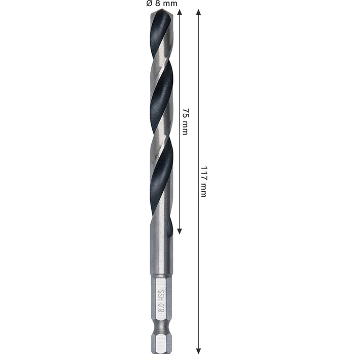 METAL DRILL BOSCH HSS HEX 8x75x117