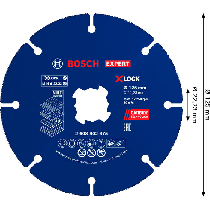 CARBIDE CUTTING DISC 125 MM BOSCH MULTI WHEEL X-LOCK