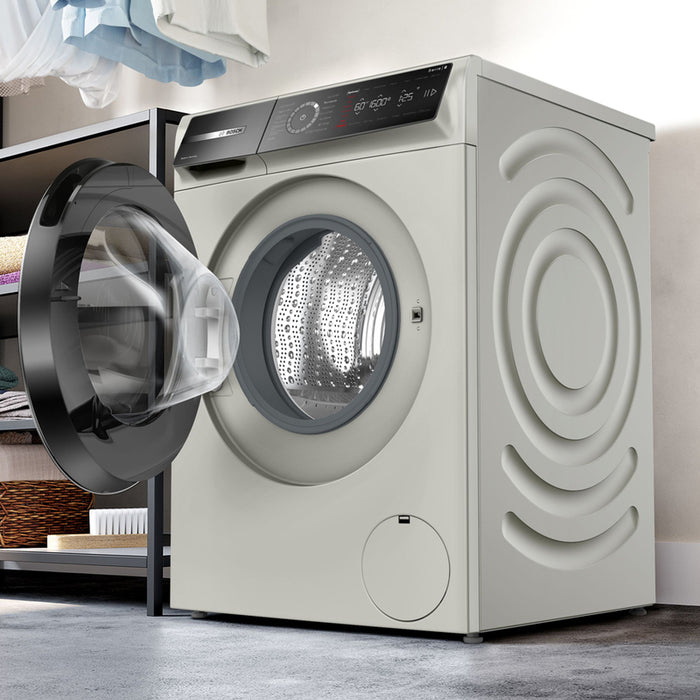 Washing machine BOSCH WGB2560X1, 10 kg, 1600 rpm. Silver stainless steel