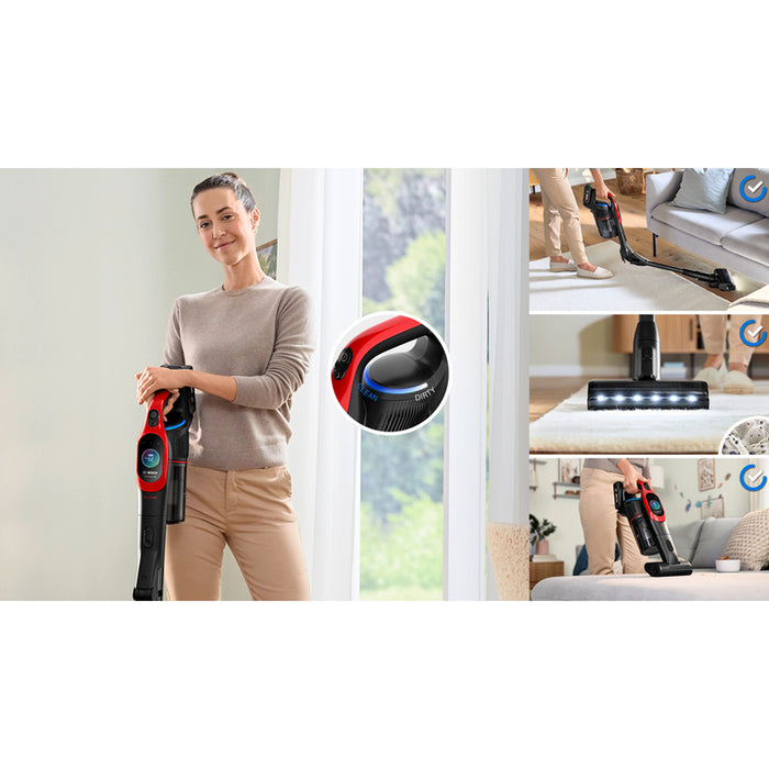 Bosch BCS1041PET stick vacuum/electric broom Battery Dry HEPA Bagless 0.4 L 23.5 W Black, Red 4 Ah