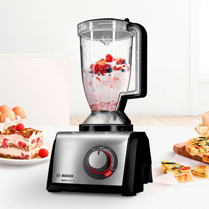BOSCH MC812M844, Food processor, MultiTalent 8, 1250 W, add.Tritan blender, Citrus press, Dough Tool, Whisk, Black -Brushed stainless steel
