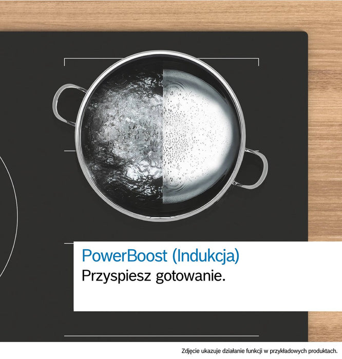 Bosch PVW81CHB1E, SER8, Induction electric cooktop, 5 zones (1 CombiZone + 3, 24cm ring), DirectSelect, PanBoost, frameless, 7,4 kW, 80cm, HC, Matt Black