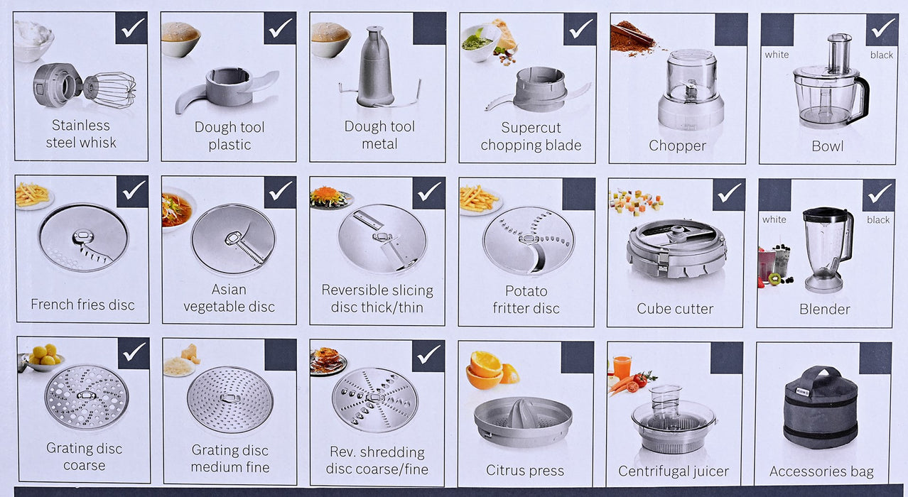 Bosch MC812M865 food processor 1250 W 3.9 L Black, Stainless steel