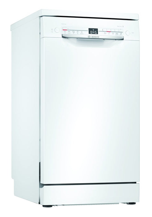 Bosch SPS2IKW10E, SER2, Free-standing dishwasher 45cm, F, 9,5l, 9ps, 5p/4o, 48dB(C), display, Start delay 24h continuous, white, HC