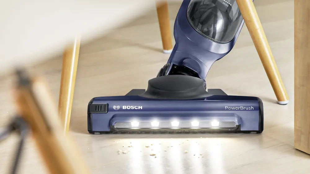 Bosch BBH3K2800, Cordless Handstick Vacuum cleaner 2 in 1 Flexxo Gen2, Serie 4, 28V, 82 dB(A), AllFloor Power Brush with LEDs, built-in accessories, Blue
