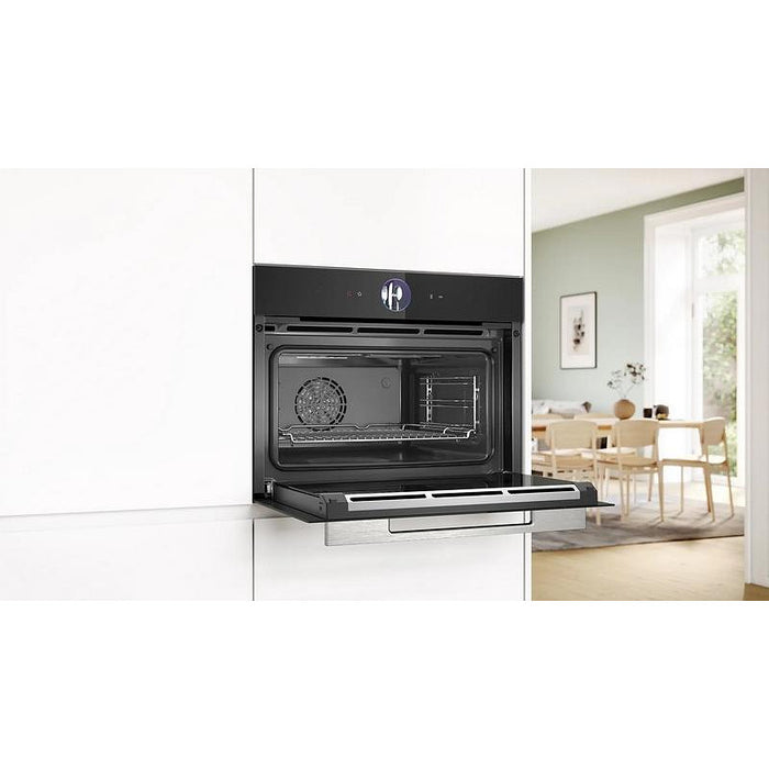 Bosch CSG7364B1, SER8, Compact steam oven, 60 x 45 cm, 47 l, Perfect Steam, Steam Plus function, Added Steam function, Home Connect, Black