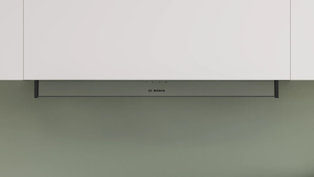 Bosch DBB85CC60, SER4, Integrated box hood 80cm B, max 582m3/h, 65dB, 3 speeds, CoP B, Grease eff. 91%(B), Glass panel, Push buttons, Matt black