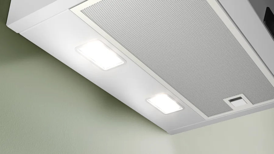 Bosch DWK67FN20, SER4, Wall hood 60 cm, A+, EcoSilence Drive, Alexa voice control, transparent glass, white print, max 431 m3/h, 56 dB, HC