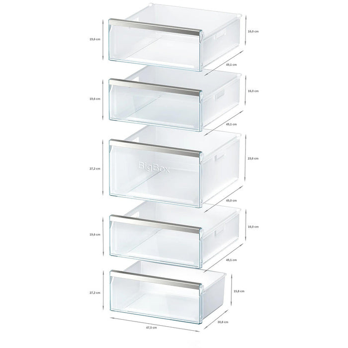 Bosch GSN58AWEV SER6 FS upright freezer, NoFrost, D, 191/70/65cm, 366l, 39dB(C), IC, 5 drawers (1 BigBox), 3 shelfs, handle, white