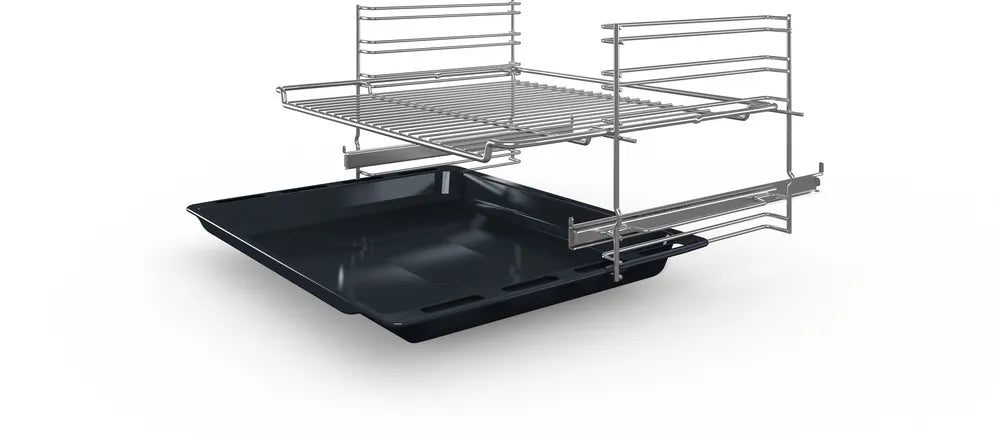 Bosch HBF153EB0, SER2, 3D HotAir, EcoClean Direct, 66 l, Telescopic guides on 1 level, LED display with sinking buttons, Energy efficiency A, Black