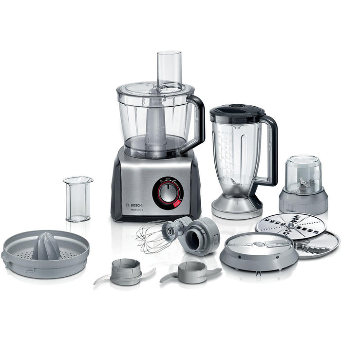 BOSCH MC812M844, Food processor, MultiTalent 8, 1250 W, add.Tritan blender, Citrus press, Dough Tool, Whisk, Black -Brushed stainless steel