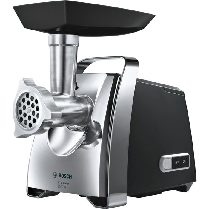 Bosch MFW67440, Meat mincer, ProPower 2000W, 3,5 kg/min, nr. 8, 3 sieves, kebbe attachment, shredder with 2 drums, reverse function