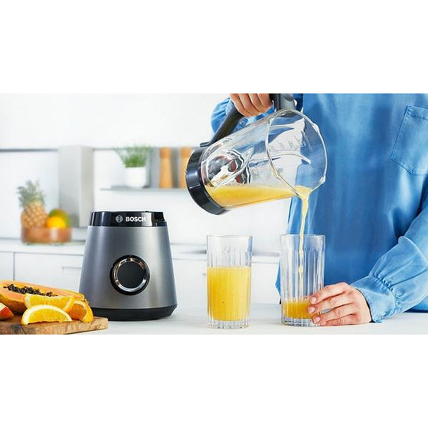 Bosch MMB6172S Series 4, VitaPower Blender, 1200 W, Glass ThermoSafe jug 1.5 l, Two speed settings and pulse function, ProEdge stainless steel blades made in Solingen, Silver
