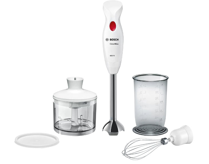 Bosch MSM24500, Blender, CleverMixx, 400 W, Chopper and blender included, Stainless steel whisk, mixing/measuring cup, White