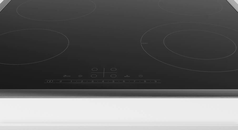 Bosch PKF645FP3E, SER6, Electric cooktop, 60 cm, Glass-ceramic hob, 4 zones, 1 extension, Black, surface mount with frame