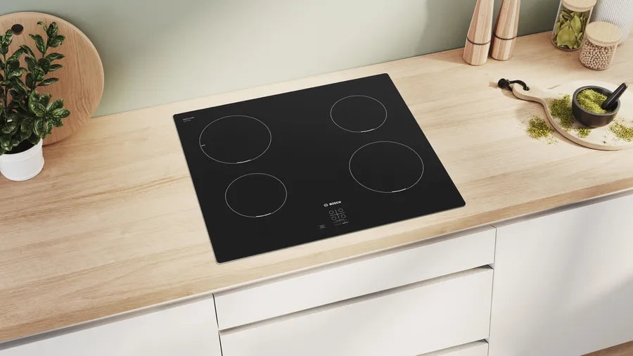 Bosch PUG611AA5E SER2, Induction hob, 60 cm, 4 zones, surface mount without frame, Black
