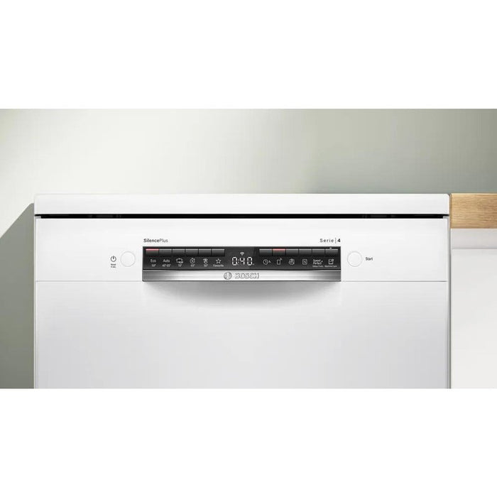 Bosch SMS4EVW08E, SER4, Free-standing dishwasher, B, EfficientDry, Polinox, 9,0l, 14ps, 6p/5o, 44dB(B), Silence 43dB, 3rd drawer, Rackmatic, white, HC