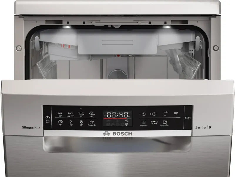 Bosch SPS6EMI21E, SER6, Free-standing dishwasher 45cm, B, EfficientDry, 8,7l, 10ps, 8p/5o, 43dB(B), Silence 43dB, 3rd drawer, inox, interior light, HC