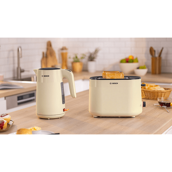 Bosch TAT2M127, MyMoment Compact toaster, 950 W, Auto power off, Defrost and reheat setting, Integrated warming grid, High lift, Cream