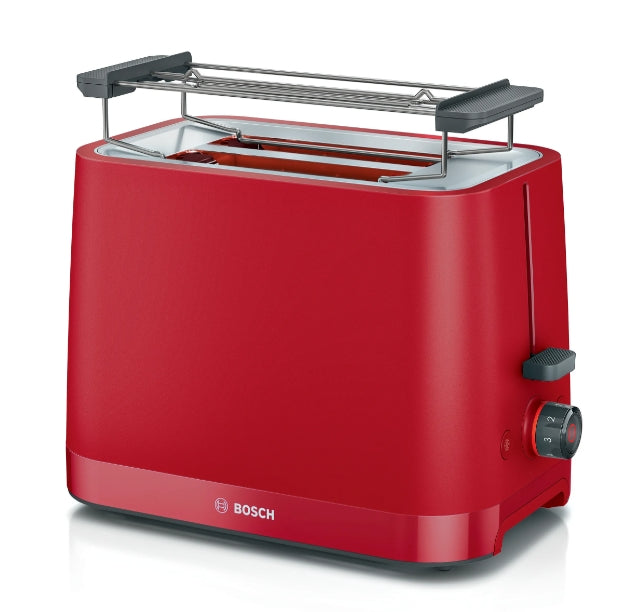 Bosch TAT3M124, MyMoment Compact toaster, 950 W, Auto power off, Defrost and reheat setting, Removable and foldable bun attachment, High lift, Deep Red