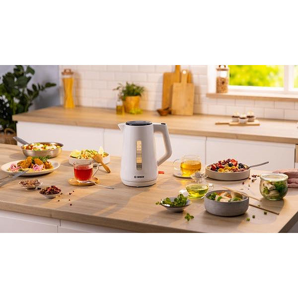 Bosch TWK1M121, MyMoment Plastic Kettle, 2400 W, 1.7 l, Cup indicator, Limescale filter, Triple safety function, White