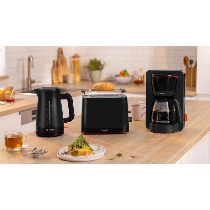 Bosch TWK3M123, MyMoment Plastic Kettle, 2400 W, 1.7 l, Cup indicator, Limescale filter, Triple safety function, Black