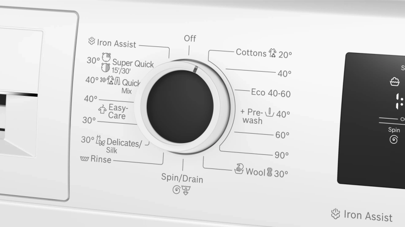 Bosch WAN2406NBY, SER4, Washing machine 8kg, A, 1200rpm, 51/71dB(A), Iron Assist, waveDrum 65l, 4 options, white-blackgrey door