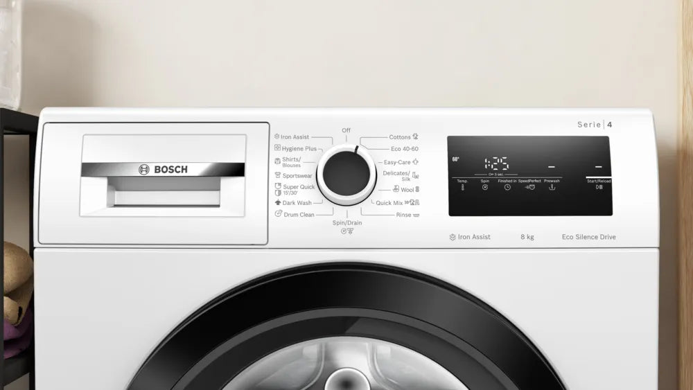 Bosch WAN24168BY SER4 Washing machine 8kg, A, 1200rpm, 51/71dB(A), Iron Assist, waveDrum 65l, 6 options, Sportswear, black-blackgrey door
