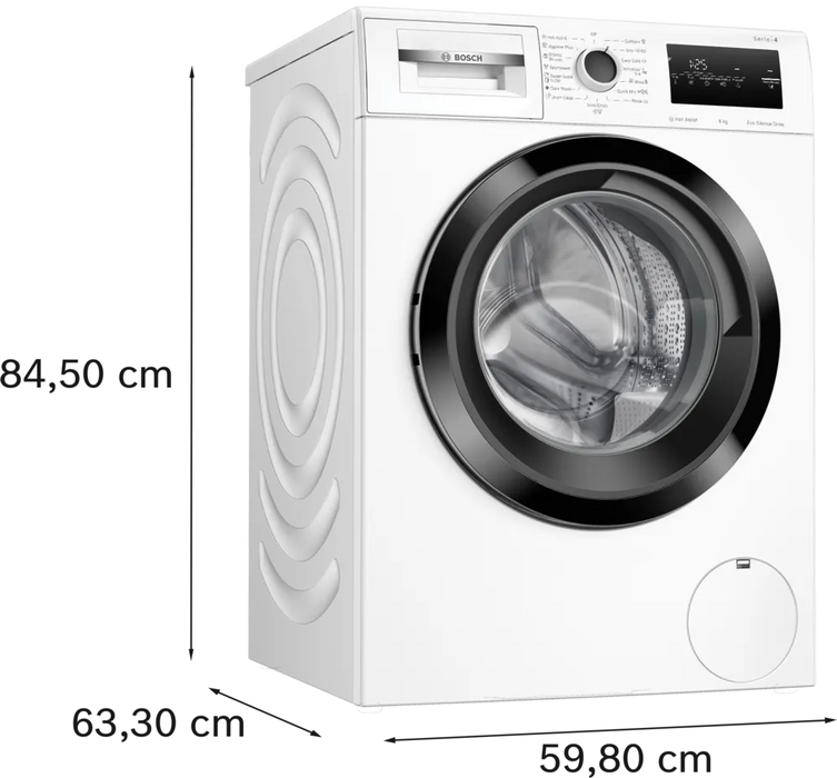 Bosch WAN24168BY SER4 Washing machine 8kg, A, 1200rpm, 51/71dB(A), Iron Assist, waveDrum 65l, 6 options, Sportswear, black-blackgrey door