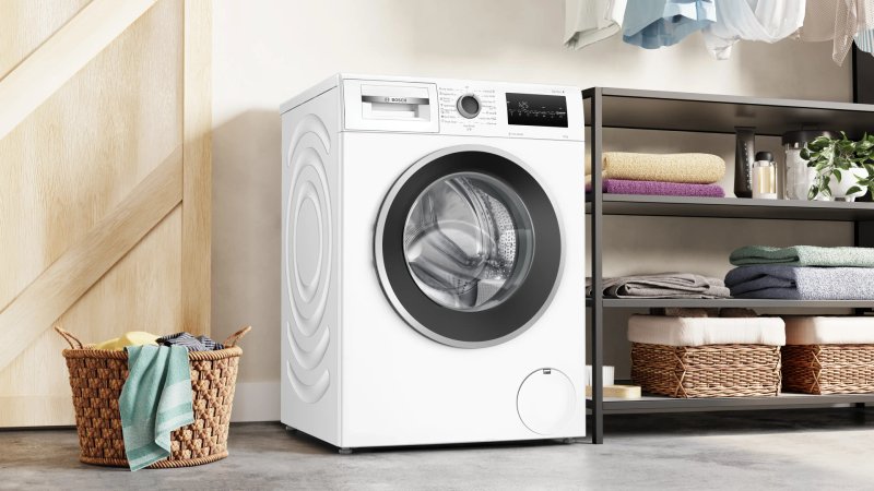Bosch WAN2426NBY, SER4, Washing machine 8kg, A, 1200rpm, 51/71dB(A), Iron Assist, waveDrum 65l, 7 options, Rinse Plus, silver-blackgrey door