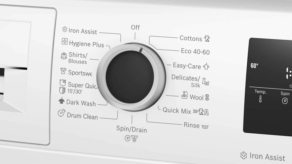 Bosch WAN2826NBY, SER4, Washing machine 9kg, A, 1400rpm, 51/72dB(A), Iron Assist, waveDrum 65l, 7 options, Rinse Plus, silver-blackgrey door