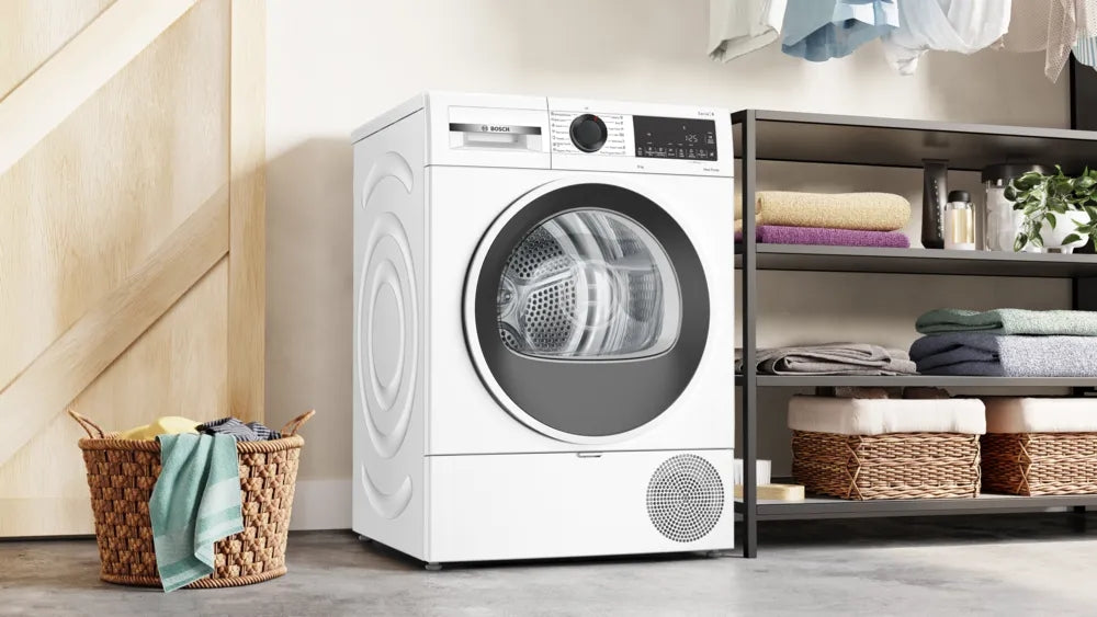 Dryer BOSCH WQG243DMBY, 9 kg, Heat pump, Auto Dry