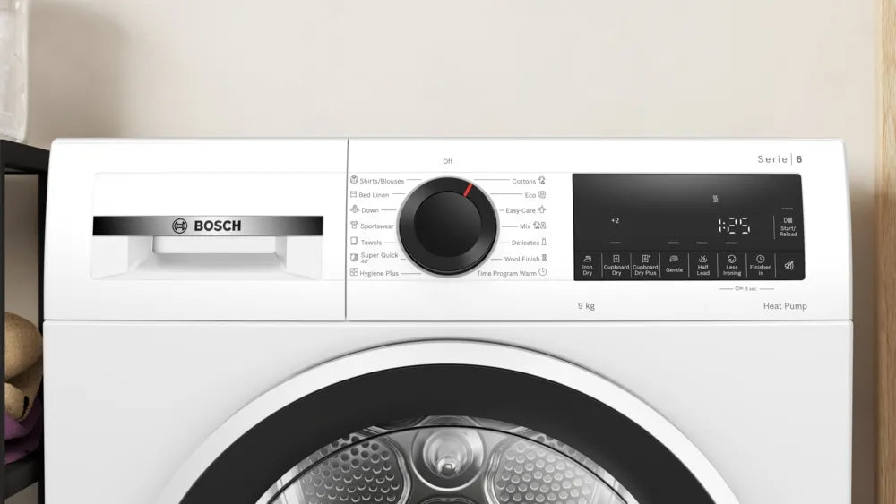 Dryer BOSCH WQG243DMBY, 9 kg, Heat pump, Auto Dry