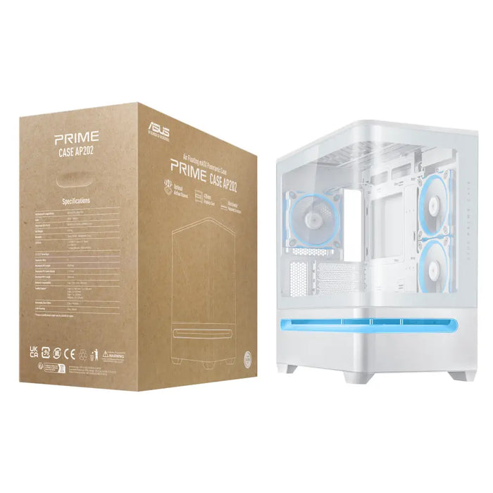 Box ASUS Prime AP202 ARGB mATX + 3 ARGB Fans - White - Кутии за компютри<<<Компютърни компоненти<<<ValiAPI&&&Системни