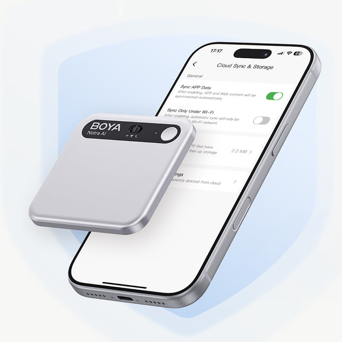 BOYA Notra Voice Recorder with AI Transcription - Silver