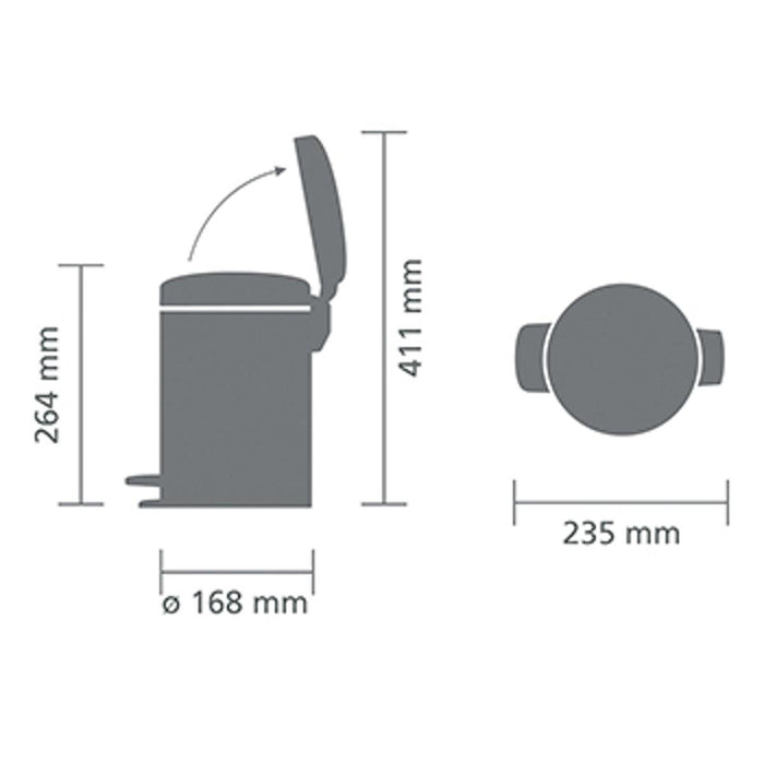 BRABANTIA NEWICON PEDAL BIN 3L CHROME