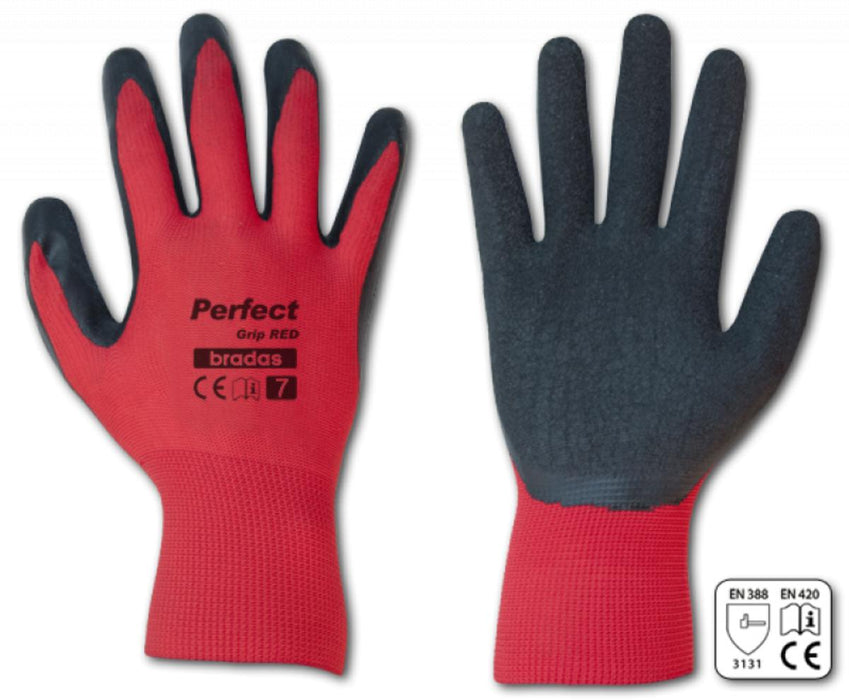 PERFECT GRIP RED LATEX GLOVES 10