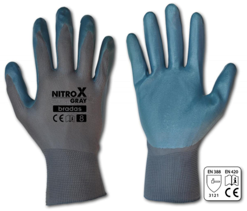 GLOVES BRADAS NITROX GRAY NITRILE 10