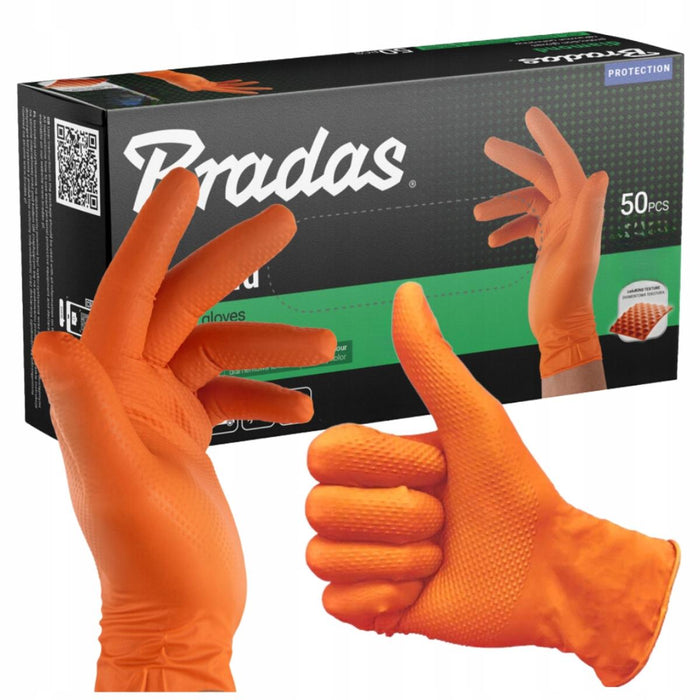 NITRILE GLOVES 3D 50PCS ORANGE L