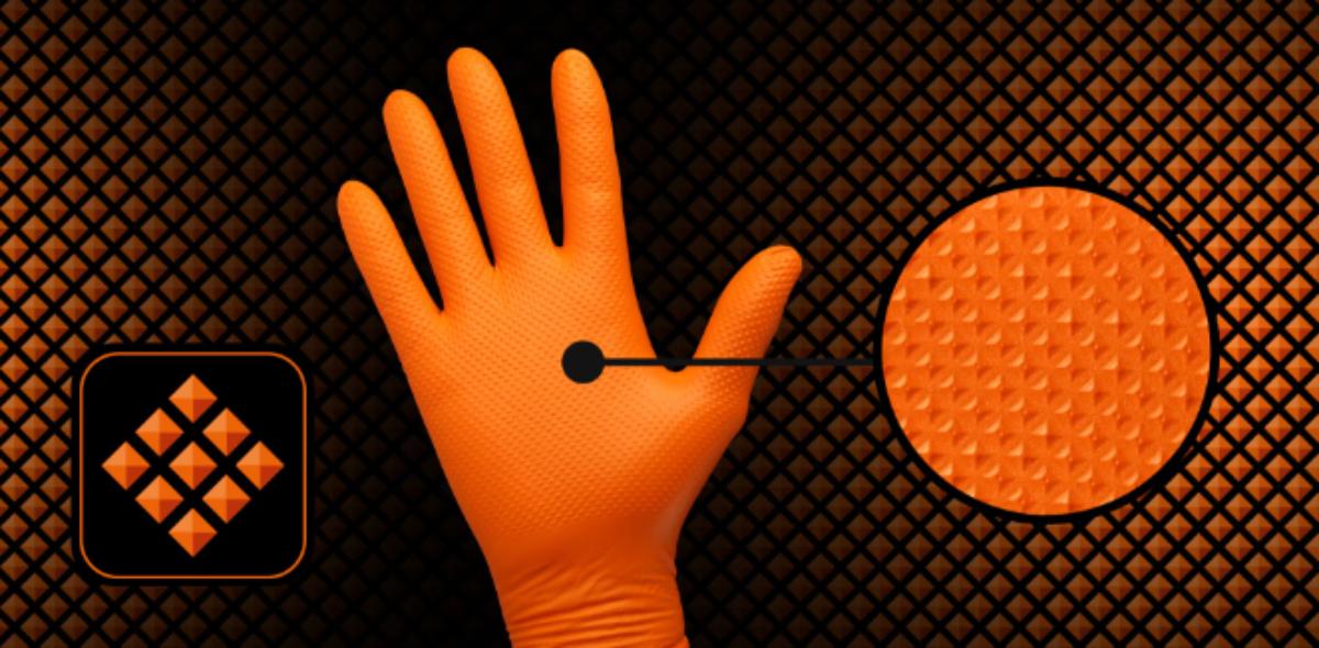 NITRILE GLOVES 3D 50PCS ORANGE L