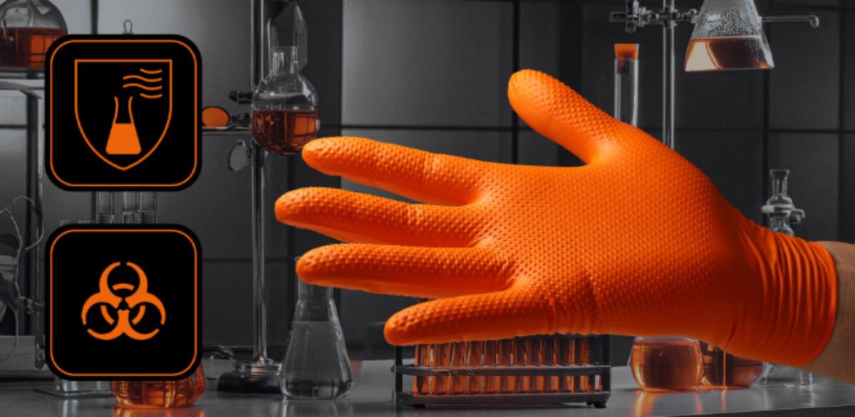NITRILE GLOVES 3D 50PCS ORANGE L