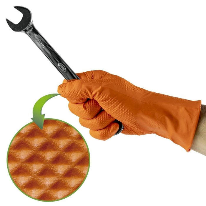 NITRILE GLOVES 3D 50PCS ORANGE L