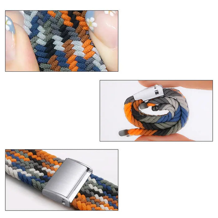 Braided Fabric Bracelet Strap Fabric Band for Apple Watch 38 / 40 / 41 mm - Black and White - Cell phone cases