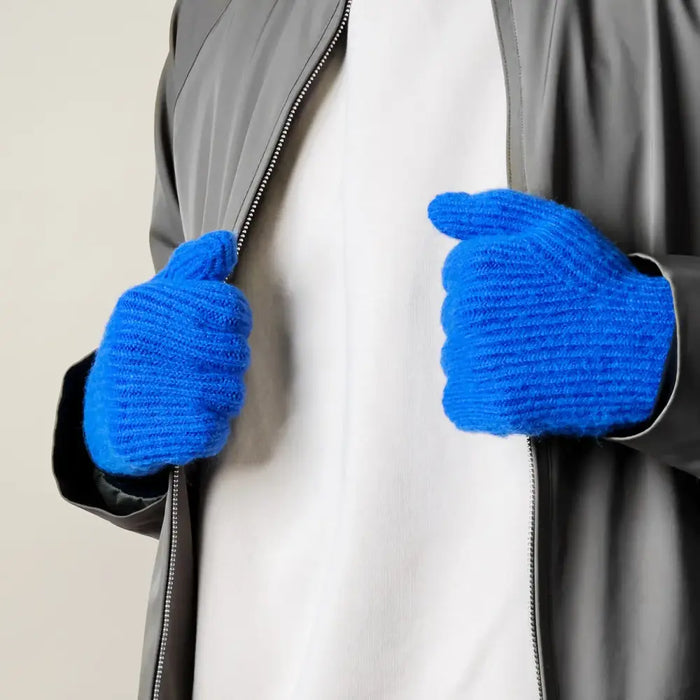 Braided telephone gloves with cutouts for fingers - blue - Cycling gloves<<<HurtelXML