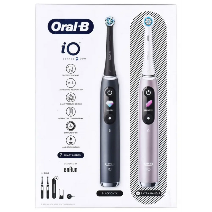 BRAUN ORAL-B ELECTRIC TOOTHBRUSH IO 9N SET DUO BLACK ONYX & ROSE QUARTZ - Tooth brushesAGD-SDZ<<<Home Appliance