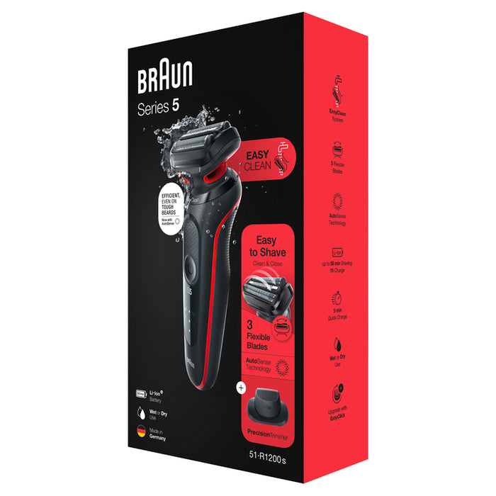 Shaver BRAUN WET & DRY 51-R1200S RED WATER RESISTANCE