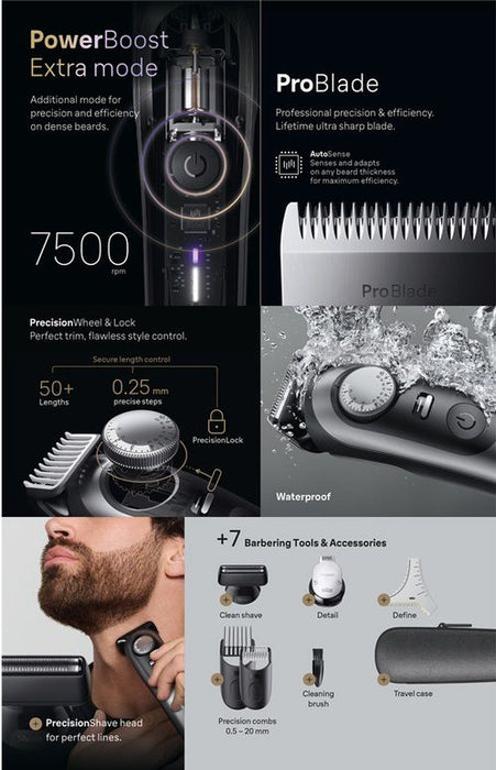 Braun BeardTrimmer 9 80789785 beard trimmer AC/Battery 20 2 cm Wet & Dry Grey