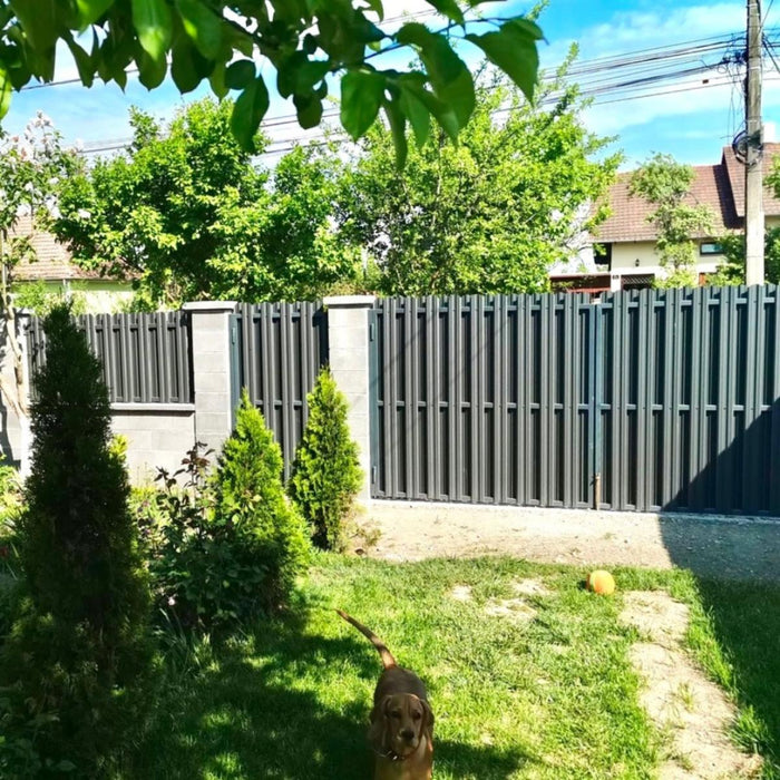 METAL FENCE LAMELL GRAY GLOSS 150X9CM